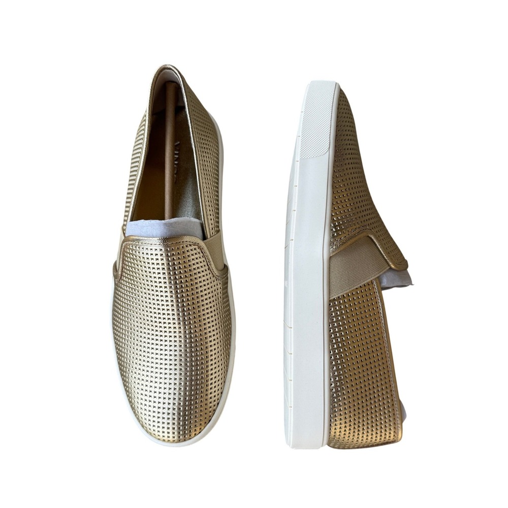 Vince Blair Sneakers Womens 8 M‎ Champagne Metallic Perforated Leather Slip On